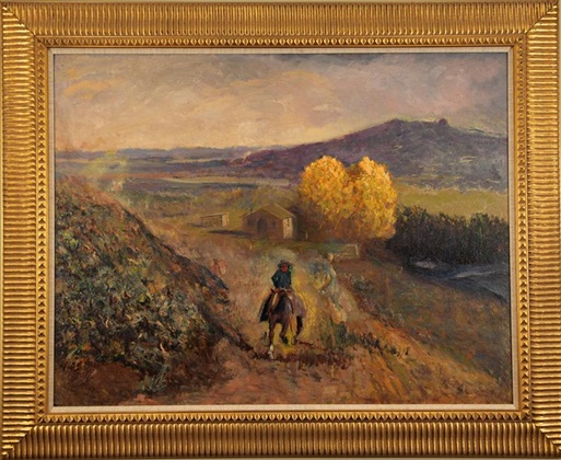 Riding West, Raphael Lillywhite, 36” x 48,” oil on board, 1953
