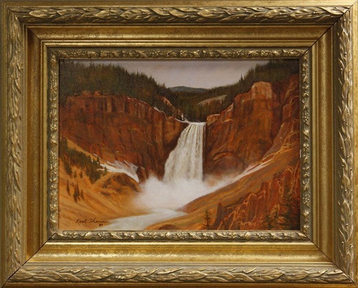 Yellowstone Falls, Kent Thomas, 10” x 14,” oil on board, 1980
